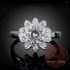 Cluster Rings Korean Zircon Crystal Couple's Wedding Silver For Women 925 Sterling Jewelry Fashion Anel De Prata Bijoux