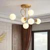 Lustres Bola de vidro nórdico Teto Lâmpada de suspensão Casa Sala de jantar Cozinha Quarto Pingente de ouro Iluminação moderna Lustre de LED