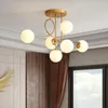 Kroonluchters Nordic Glazen Bol Plafond Hanglamp Thuis Woonkamer Eetkamer Keuken Slaapkamer Gouden Hanglamp Moderne LED Kroonluchter