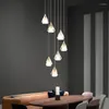 Luminárias pendentes modernas, simples, de luz, luxuosas, cristal, cobre, criativo, loft, lustre longo, giratório, após as escadas