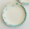 Plates Cute Hand-painted Daisy Embossed Dessert Ceramic Cake Snack Dishes Tea Party Serving Side Dish