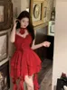 Sukienki na co dzień 2023 lato w stylu vintage sukienka na ramiączkach kobiety przyczynowe bez rękawów krótka impreza kobiece eleganckie falbany Y2k Mini koreański projekt