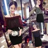 Casual Dresses Autumn And Winter Women's Long-Sleeved Sexy A- Line Belly Covering Hip Student Girlfriends Dress Chiffon T-shirt