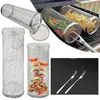 Tools Stainless Steel Cylindrical Barbecue Basket Rolling Grilling BBQ Cylinder Mesh Portable Outdoor Camping Rack