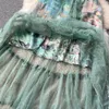 Основные повседневные платья летние французские корты A-Line Платье 2023 Новые женщины круглой шею сладкая сетка вышитая сетка с короткими рукавами.