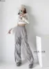 Y2k robes décontractées femmes jambe large taille élastique pantalon 2023 été coréen Streetwear surdimensionné taille haute Joggers gris plissé pantalon