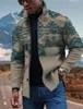 Truckerjacka för män 3D-tryckt randig enkelrads Button Up Cardigan Casual Shacket Jacka för män