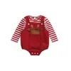 Set di abbigliamento da bambina toppuver a strisce a strisce a strisce a strisce e motivi alci allungare i tipi di titoli casual set di abiti autunnali