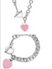 새로운 Long Love Blue Blue Silver Bracelet for Women 체인 링크 남성 성인 보석류 하트 팔찌 세트 링 제조 키트 보울리 디자이너 커플 웨딩 파티 선물