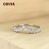 COSYA S925 Sterling Silver Full Moissanite Row Diamond Ring Second Rings V pour les femmes mariée mariage fête bijoux fins cadeau