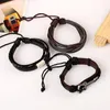 Bangle Alloy Vintage Guitar Genuine Leather Men's Bracelet Handmade Braid Rope Chain Multi-layer Punk Boyfriend Gifts 3pcs/set