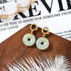 Stud Earrings FYJS Unique Light Yellow Gold Color Wire Wrap Round Hollow Green Agates Fashion Jewelry