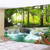 Tapestries Beautiful Natural Forest Waterfall Printed Large Wall Tapestry Sea View Tapestry Home Room Decor