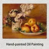 Handgjord impressionistisk landskap Canvaskonst Äpplen och blommor Pierre Auguste Renoir Målningsdekor för köket