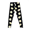 Active Pants Nineties Daisy Ditsy Pattern On Black Leggings Sport Shoes Women