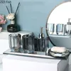 Zahnbürstenhalter Kristallglas Badezimmer-Set Paar Mundwasser Tasse Tablett Waschset Presse Seifenspender Licht Luxus Wohnaccessoires 230710