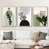 Paintings 3pcs Modern Abstract Green Plants Leaf Sun Lines Wall Boho Art Canvas Painting Posters Prints Pictures Living Room Decor Gifts 230707