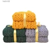 Blankets Nordic Fashion Hand Chunky Knitted Chenille Blanket Thick Yarn Wool-like Polyester Bulky Winter Soft Warm Knitted Blankets T230710