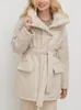 Gabardina para mujer, chaquetas acolchadas gruesas de invierno para mujer, Parkas acolchadas holgadas acolchadas de algodón con cuello levantado y cinturón Vintage