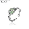 Fedi nuziali F INS Genuine S925 Sterling Silver Anello aperto Avventrina Giada Gemma Punk Rock Dito regolabile Moda Gioielli squisiti Regalo Z230712