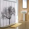 Black Tree Design Shower Curtains Home Bathroom Decor Polyester Shower Curtain Waterproof Fabric Bath Curtain with Hooks *cm