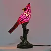 Decorative Objects Figurines BERTH Tiffany Glass Table Lamp Vintage LED Creative Red Bird Desk Lighting For Home Study Bedroom Bedside Decor 230710