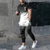 Tute da uomo Pantaloni da uomo Tuta Set da 2 pezzi Stampato in 3D Jogger estivo Abbigliamento sportivo Maglietta a maniche corte Pantaloni lunghi Abbigliamento da strada casual 230710