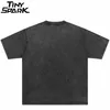Мужские футболки ретро -стирание футболка уличная одежда для родственной души хлопка Хип -хоп хараджуку черный синий 230707
