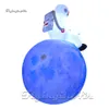 Fantastic Lighting Large Blue Inflatable Moon Planet Balloon With White Spaceman For Space Show