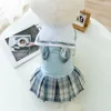 Vêtements pour chiens JK Preppy Style Dress Pet Vêtements Doux Pour Chiens Vêtements Chat Petit Imprimé Mignon Mince Printemps Été Bleu Fille Yorkshire