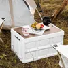 Camp Furniture Outdoor Camping Folding Tables With Wooden Lid Car Storage Box Food Organizer Container For Household Large Capacity