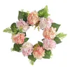 Fleurs décoratives hortensia porte couronne artificielle rose et violet printemps avec des feuilles vertes suspendus guirlande ornement pour l'été