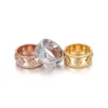 Mode amour classique anneau anneaux de mariage qualité luxe trèfle à quatre feuilles entièrement percé vis en acier inoxydable zircon bijoux cadeaux