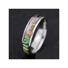 Band Rings 36Pcs Natural Shellfish Abalone Shell Inlay 316L Stainless Steel Quality 6Mm Width Retro Engagement Pupar Ring Wh Dhcjf