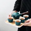 Wine Glasses One Pot Four Cups Well off Lazy Tea Making Artifact Kungfu Set with tray Automatic Rotary Ceramic Teapot filter 230710