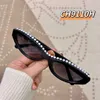 Mode CH top lunettes de soleil nouvelle incrustation perle oeil de chat haut de gamme français CH9110 lunettes pour femmes été avec boîte d'origine Version correcte de haute qualité