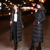 Regnrockar vinterjackor kvinnor kappa kvinnliga smala parka överknace bomull vadderad korea huva varm svart solid långa kappa