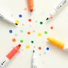 Markers 1224 Colors Creative Dot Marker Highlighter Pen Novelty Colored Dotted Art Markers Dual-Tip Hand Account Drawing Pens 230710