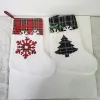 Nouveau grand bas de noël de haute qualité pour animaux de compagnie chien Plaid patte Santa chaussettes bonbons chaussette sacs Festival cadeau sac décor 0710