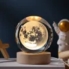 Decorative Objects Figurines Creative crystal ball universe galaxy series night light solid wood base luminous led small ornaments 230710