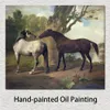 Due cavalli in un paesaggio Arte su tela fatta a mano realistica George Stubbs Dipingere cavalli Arredamento moderno della camera da letto
