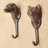 Kitchen Towel Hooks Rustic Cast Iron Hook Dog Cat Owl Dragonfly Butterfly Sunlight Elephant Hanger Wall Mounted Key Coat Rack Decor Bathroom 230710