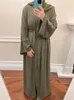 Vêtements ethniques 2 pièces Abaya ensemble sans manches longue robe Kimono islamique musulman femme Dubaï modeste correspondant tenue décontractée (sans écharpe)