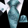 Bow Ties Hi-Tie Designer Lake Blue Paisley Silk Wedding Tie For Men Handky Cufflink Gift Necktie Fashion Business Party Dropshiping