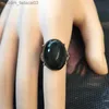 Wedding Rings Natural Obsidian Ring Green Cat's Eye S925 Sterling Silver Mosaic Ring Simple Men's Gift Crystal Ring Jewelry Wholesale Z230712