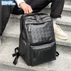 wholesale men shoulder bags 2 colors simple and versatile black outdoor leisure travel backpack college wind woven student backpacks street popular computer bag