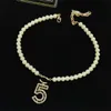 Designer di marca di lusso Doppia lettera ccity Collane con ciondolo a cuore Collana in maglione di perle di cristallo oro per le donne Festa di nozze Choker Jewelr 434