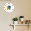 Wall Clocks Watercolor Tooth Painting Printing Wall Clock Clinic Wall Art No Tick Answer Wall Observation Orthodontic Dentists Z230711