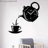 Relógios de parede criativo bule relógio de parede 3D acrílico xícara de café relógio de parede para escritório em casa cozinha sala de jantar decoração Z230712