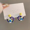 Boucles d'oreilles pendantes couleur bloquant mignon dessin animé évider bijoux de mode pour les femmes H6453